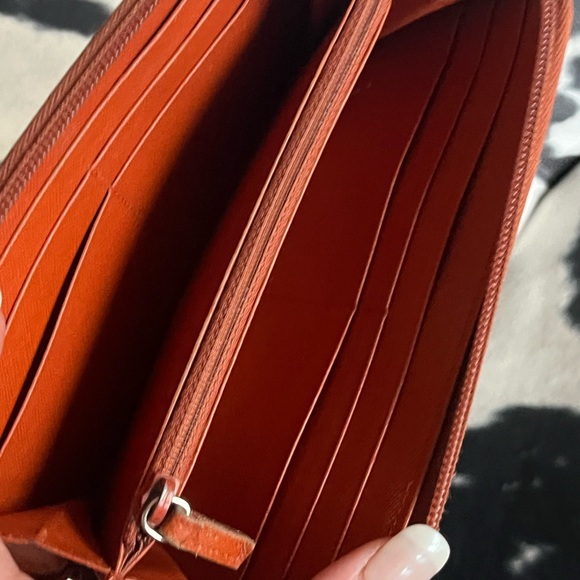 PRADA Orange Leather Zip Around Wallet Clutch - Picture 10 of 16